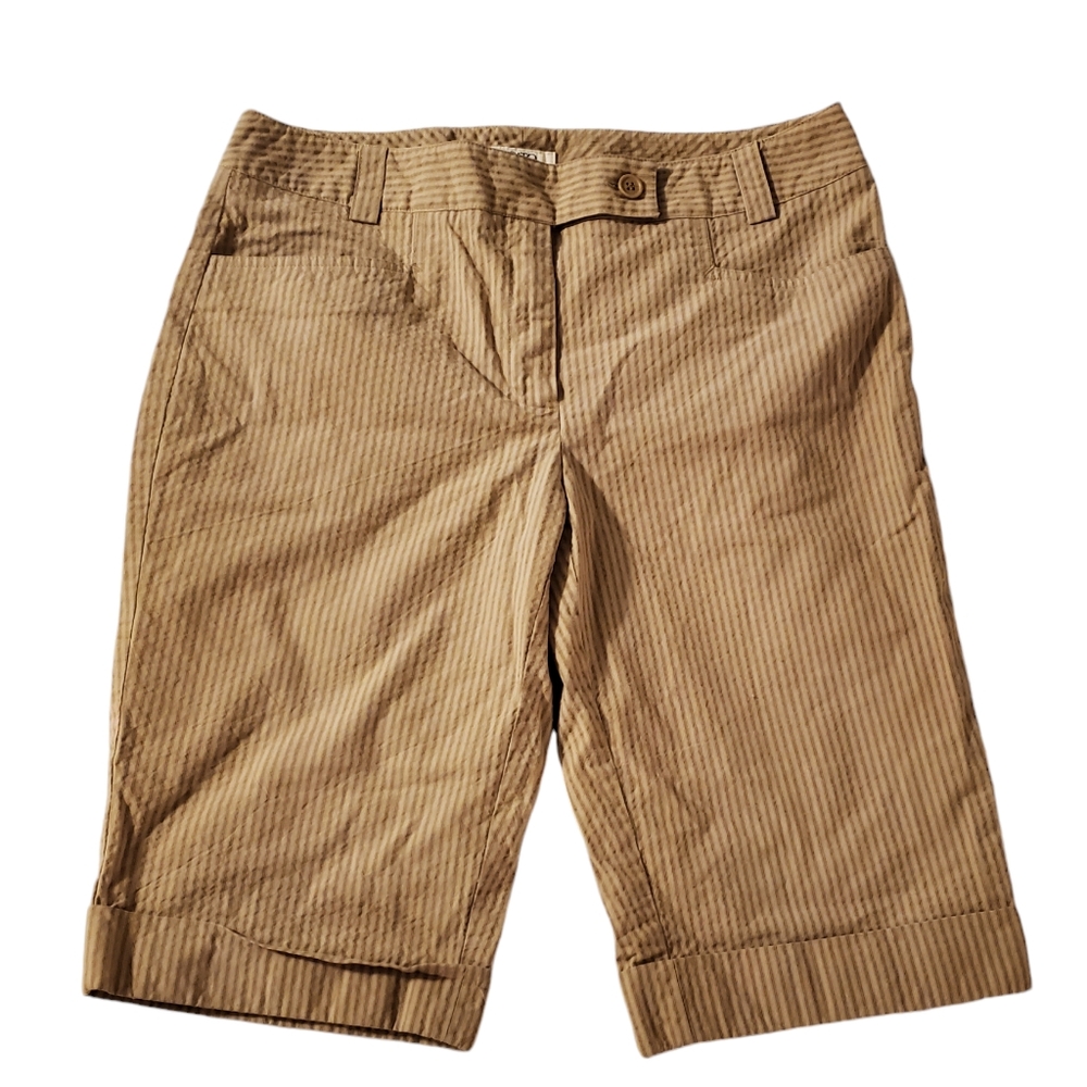 Cato‎ Women Candy Stripe Flat Front Outdoor Walking Folded Cuff Casual Shorts 12